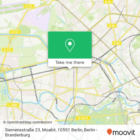 Карта Siemensstraße 23, Moabit, 10551 Berlin