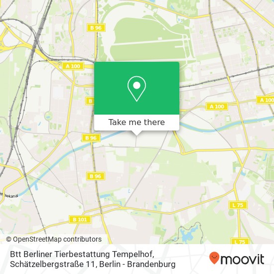 Карта Btt Berliner Tierbestattung Tempelhof, Schätzelbergstraße 11