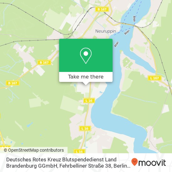 Карта Deutsches Rotes Kreuz Blutspendedienst Land Brandenburg GGmbH, Fehrbelliner Straße 38