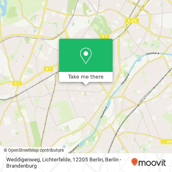 Карта Weddigenweg, Lichterfelde, 12205 Berlin