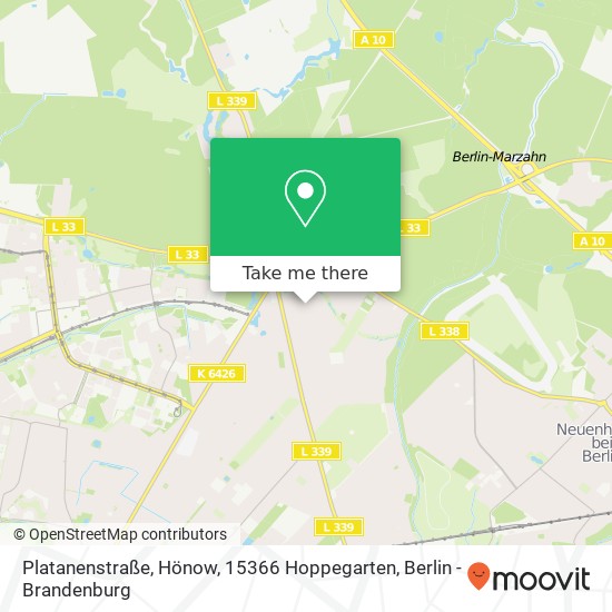 Карта Platanenstraße, Hönow, 15366 Hoppegarten