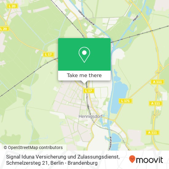 Карта Signal Iduna Versicherung und Zulassungsdienst, Schmelzersteg 21