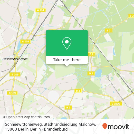 Карта Schneewittchenweg, Stadtrandsiedlung Malchow, 13088 Berlin