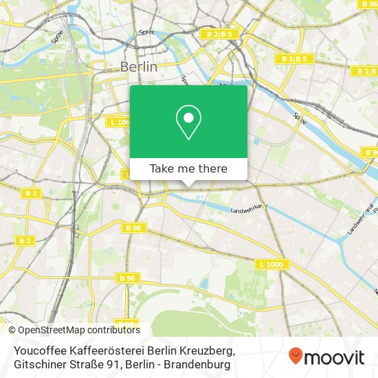 Youcoffee Kaffeerösterei Berlin Kreuzberg, Gitschiner Straße 91 map