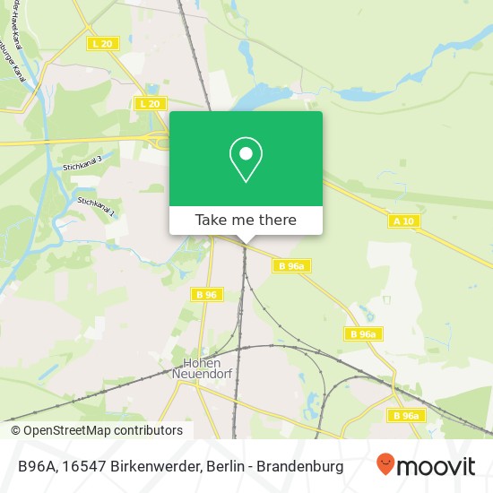 B96A, 16547 Birkenwerder map