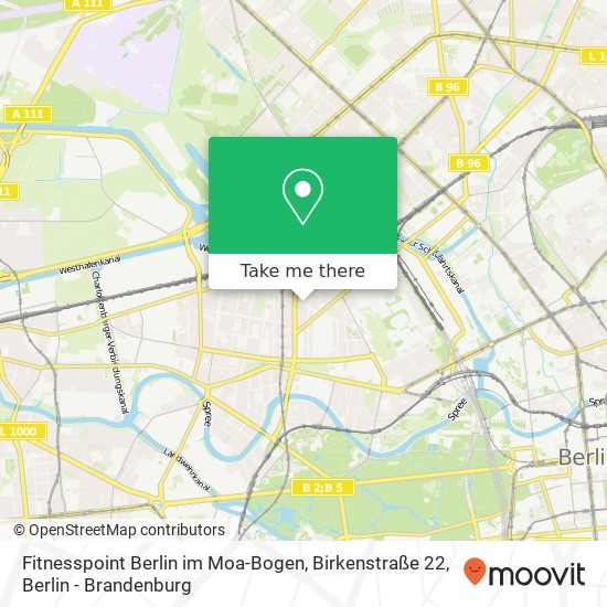 Карта Fitnesspoint Berlin im Moa-Bogen, Birkenstraße 22