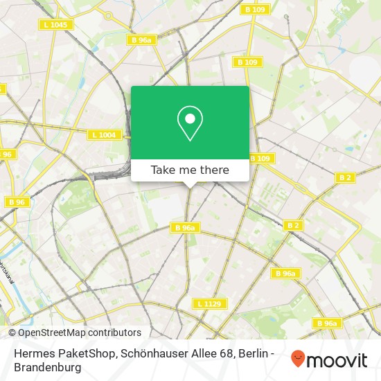 Карта Hermes PaketShop, Schönhauser Allee 68