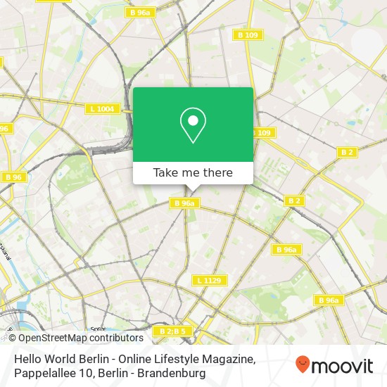 Карта Hello World Berlin - Online Lifestyle Magazine, Pappelallee 10