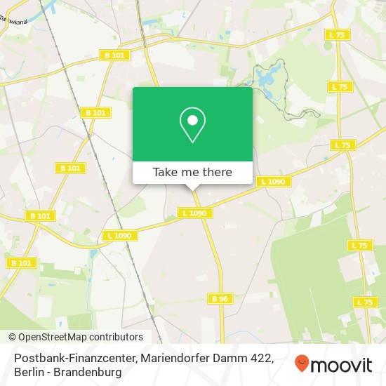 Карта Postbank-Finanzcenter, Mariendorfer Damm 422