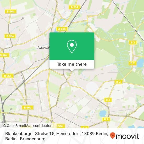 Карта Blankenburger Straße 15, Heinersdorf, 13089 Berlin