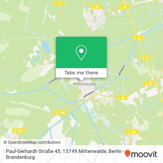 Карта Paul-Gerhardt-Straße 45, 15749 Mittenwalde