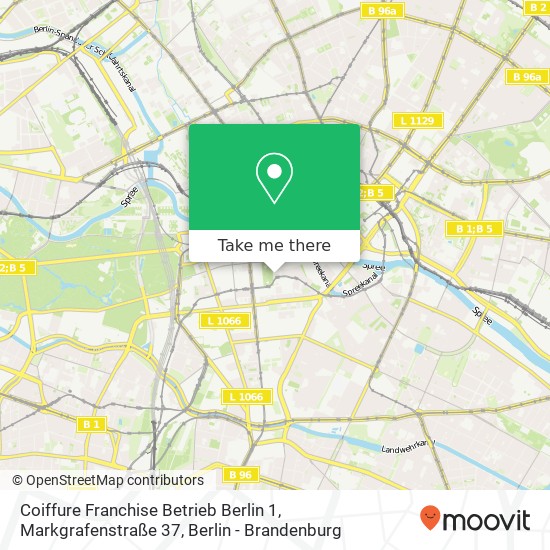 Карта Coiffure Franchise Betrieb Berlin 1, Markgrafenstraße 37