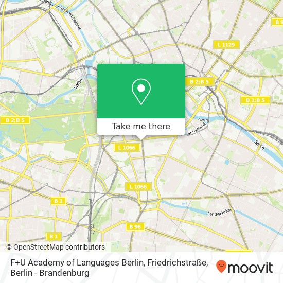 Карта F+U Academy of Languages Berlin, Friedrichstraße