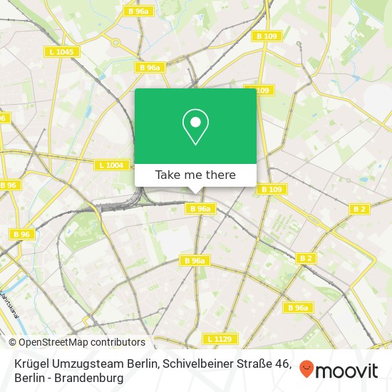 Карта Krügel Umzugsteam Berlin, Schivelbeiner Straße 46