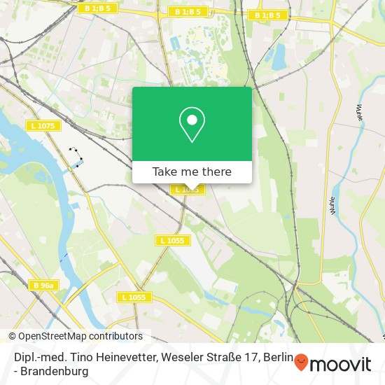 Карта Dipl.-med. Tino Heinevetter, Weseler Straße 17