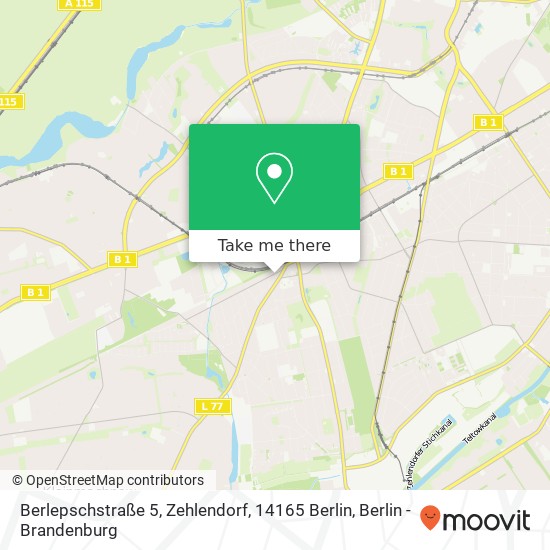 Карта Berlepschstraße 5, Zehlendorf, 14165 Berlin
