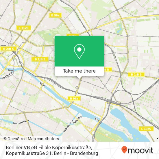 Карта Berliner VB eG Filiale Kopernikusstraße, Kopernikusstraße 31