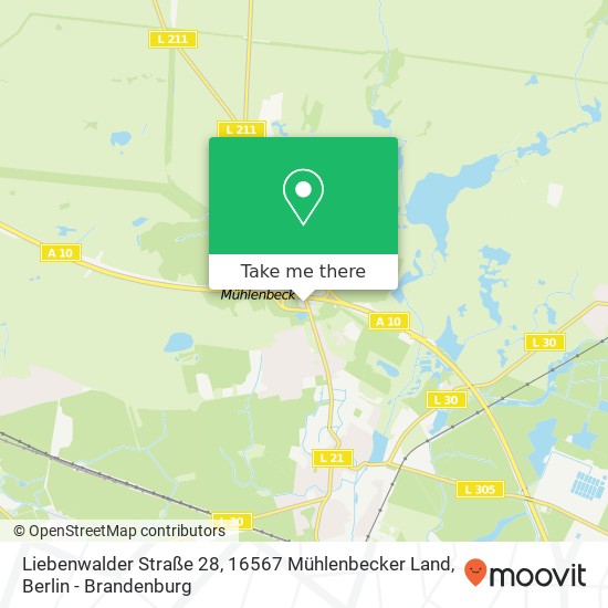 Карта Liebenwalder Straße 28, 16567 Mühlenbecker Land