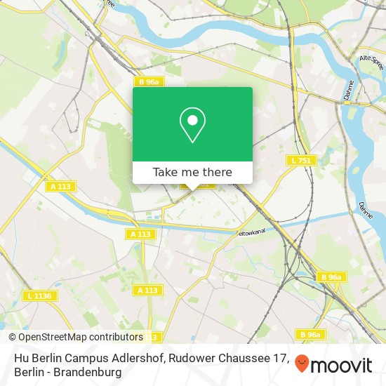 Карта Hu Berlin Campus Adlershof, Rudower Chaussee 17