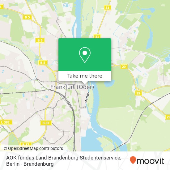 Карта AOK für das Land Brandenburg Studentenservice, Logenstraße 2