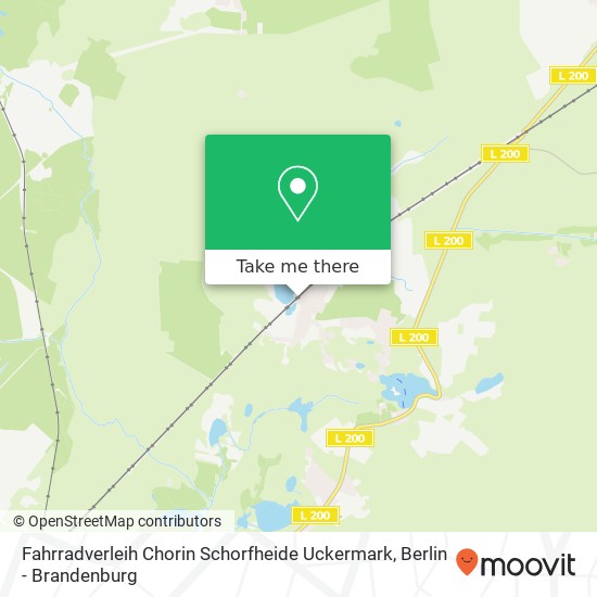 Карта Fahrradverleih Chorin Schorfheide Uckermark, Choriner Bahnhofstraße 2