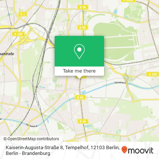 Карта Kaiserin-Augusta-Straße 8, Tempelhof, 12103 Berlin