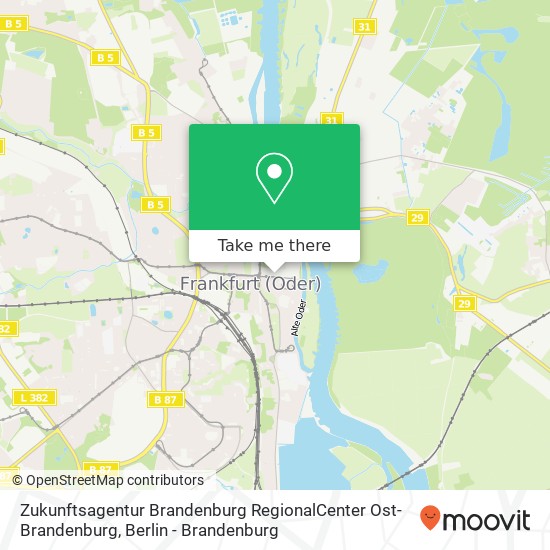 Zukunftsagentur Brandenburg RegionalCenter Ost-Brandenburg map