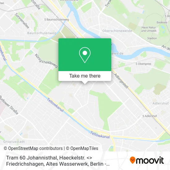 Tram 60 Johannisthal, Haeckelstr. <> Friedrichshagen, Altes Wasserwerk map