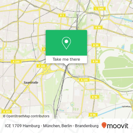 ICE 1709 Hamburg - München map
