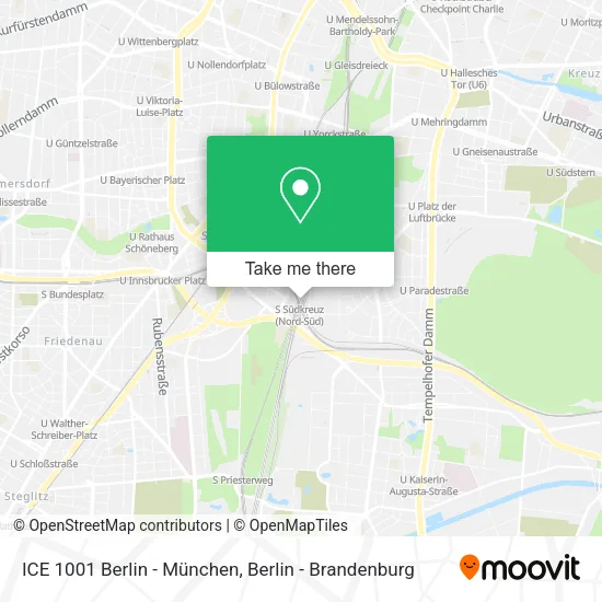 Карта ICE 1001 Berlin - München