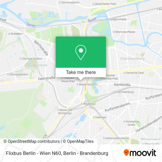 Flixbus Berlin - Wien N60 map