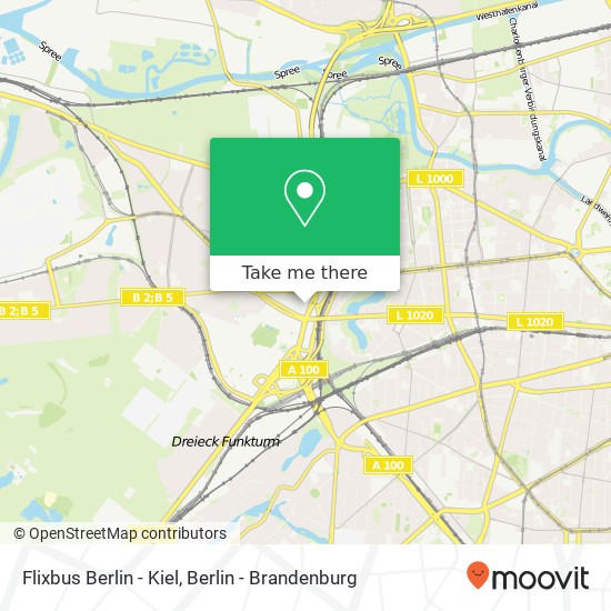 Flixbus Berlin - Kiel map