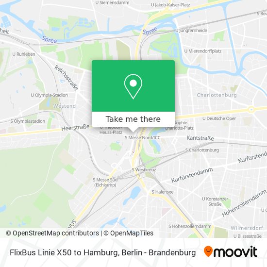 Карта FlixBus Linie X50 to Hamburg