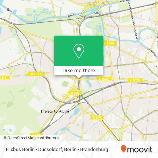 Карта Flixbus Berlin - Düsseldorf