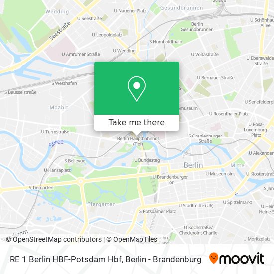 Карта RE 1 Berlin HBF-Potsdam Hbf