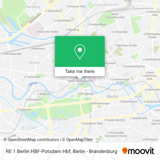 RE 1 Berlin HBF-Potsdam Hbf map