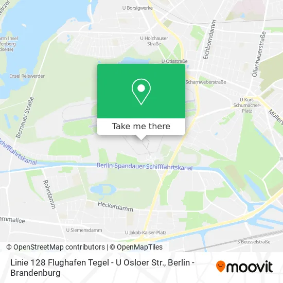 Карта Linie 128 Flughafen Tegel - U Osloer Str.
