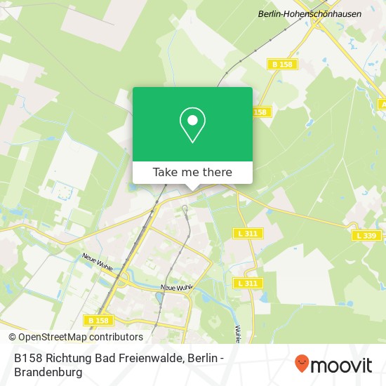 Карта B158 Richtung Bad Freienwalde
