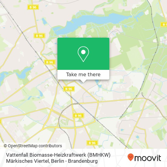 Карта Vattenfall Biomasse-Heizkraftwerk (BMHKW) Märkisches Viertel