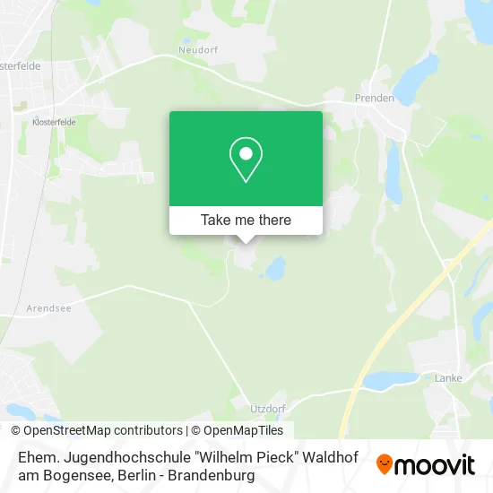Карта Ehem. Jugendhochschule "Wilhelm Pieck" Waldhof am Bogensee