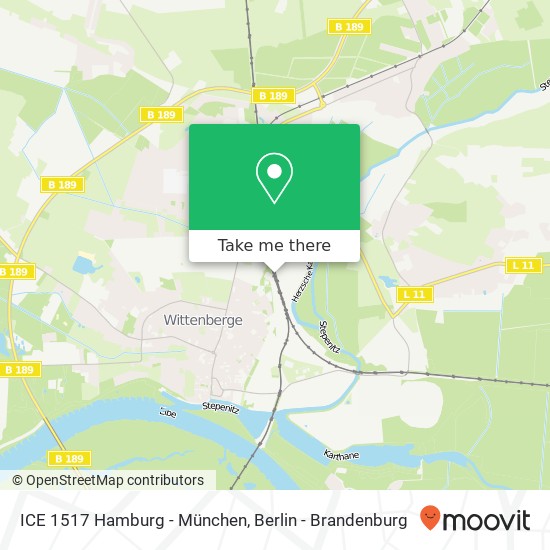 ICE 1517 Hamburg - München map