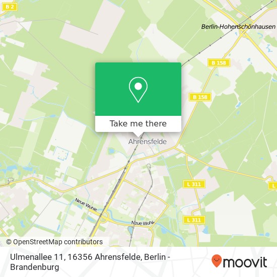 Карта Ulmenallee 11, 16356 Ahrensfelde