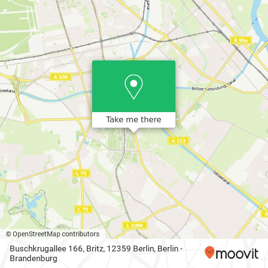 Карта Buschkrugallee 166, Britz, 12359 Berlin