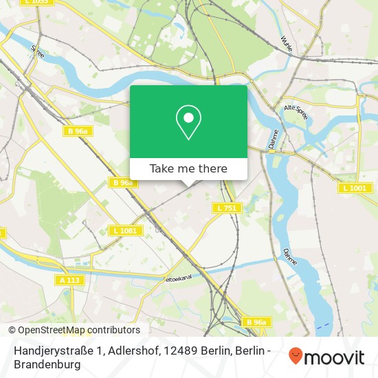 Карта Handjerystraße 1, Adlershof, 12489 Berlin