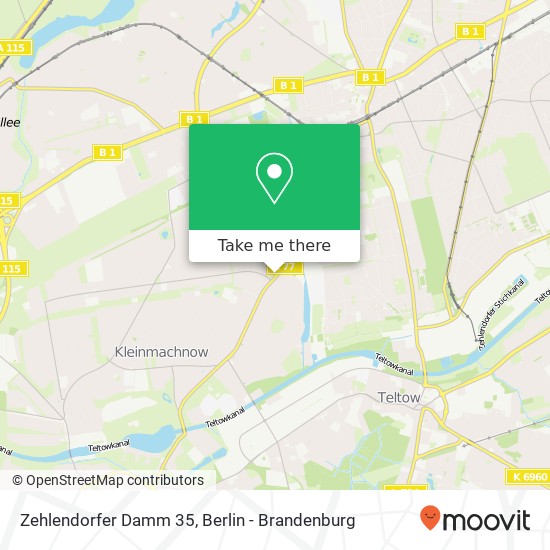 Карта Zehlendorfer Damm 35, 14532 Kleinmachnow