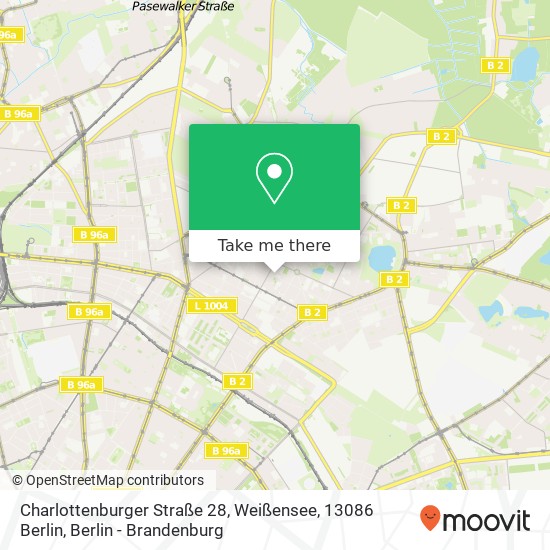 Карта Charlottenburger Straße 28, Weißensee, 13086 Berlin