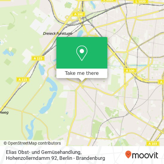 Карта Elias Obst- und Gemüsehandlung, Hohenzollerndamm 92