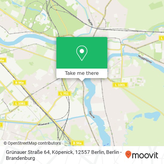 Карта Grünauer Straße 64, Köpenick, 12557 Berlin