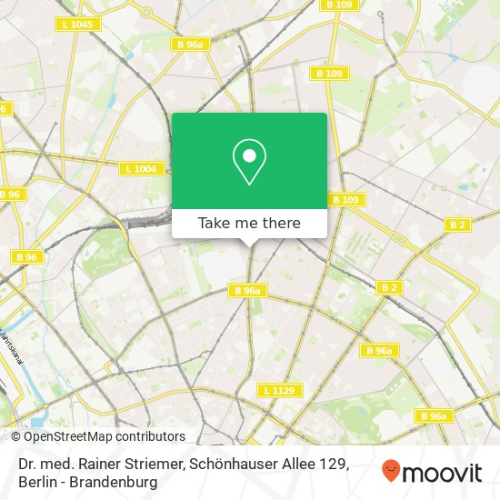 Карта Dr. med. Rainer Striemer, Schönhauser Allee 129