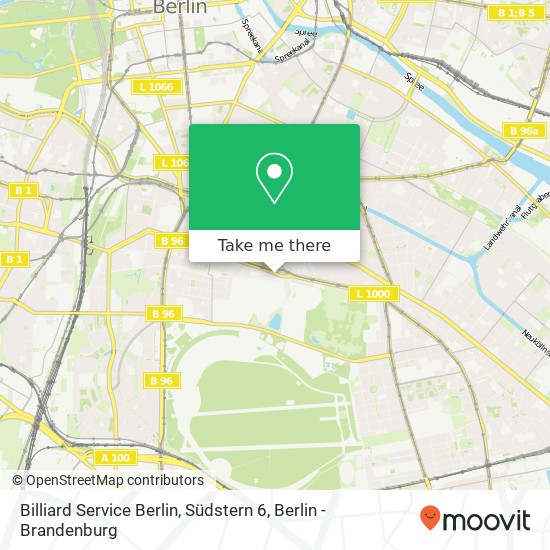 Карта Billiard Service Berlin, Südstern 6